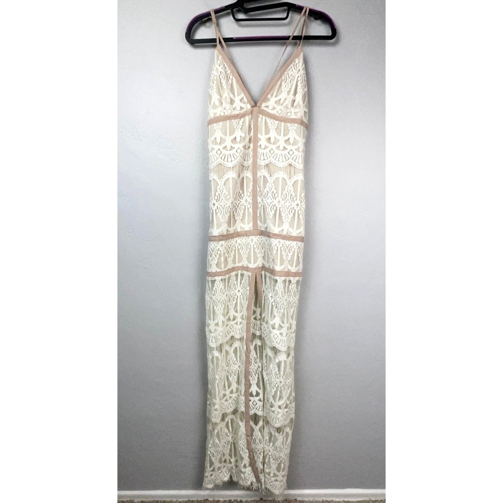 Ecru Lab Dress Dreamgirls M Off White Lace Maxi Cottagecore Angel Fairy Boho NWT
